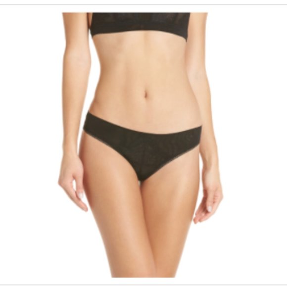 NWT Free People Serena Tanga Panties Cotton Lined Gusset Black Large ( 12-14) - Picture 5 of 9